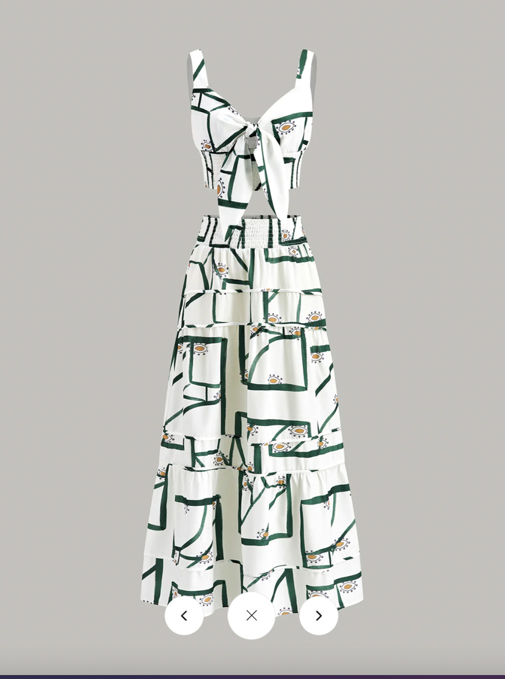 Commense Front Tie Cami Top With Tiered Skirt Set Sz S